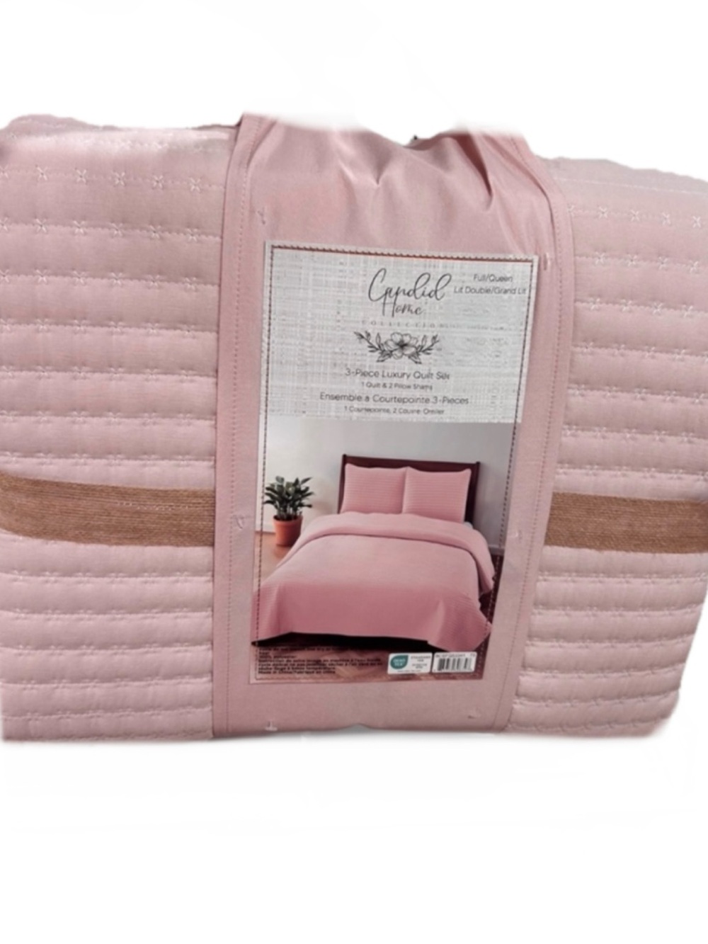 Candid Home Pink Queen Luxury Quilt Set 90”x90”